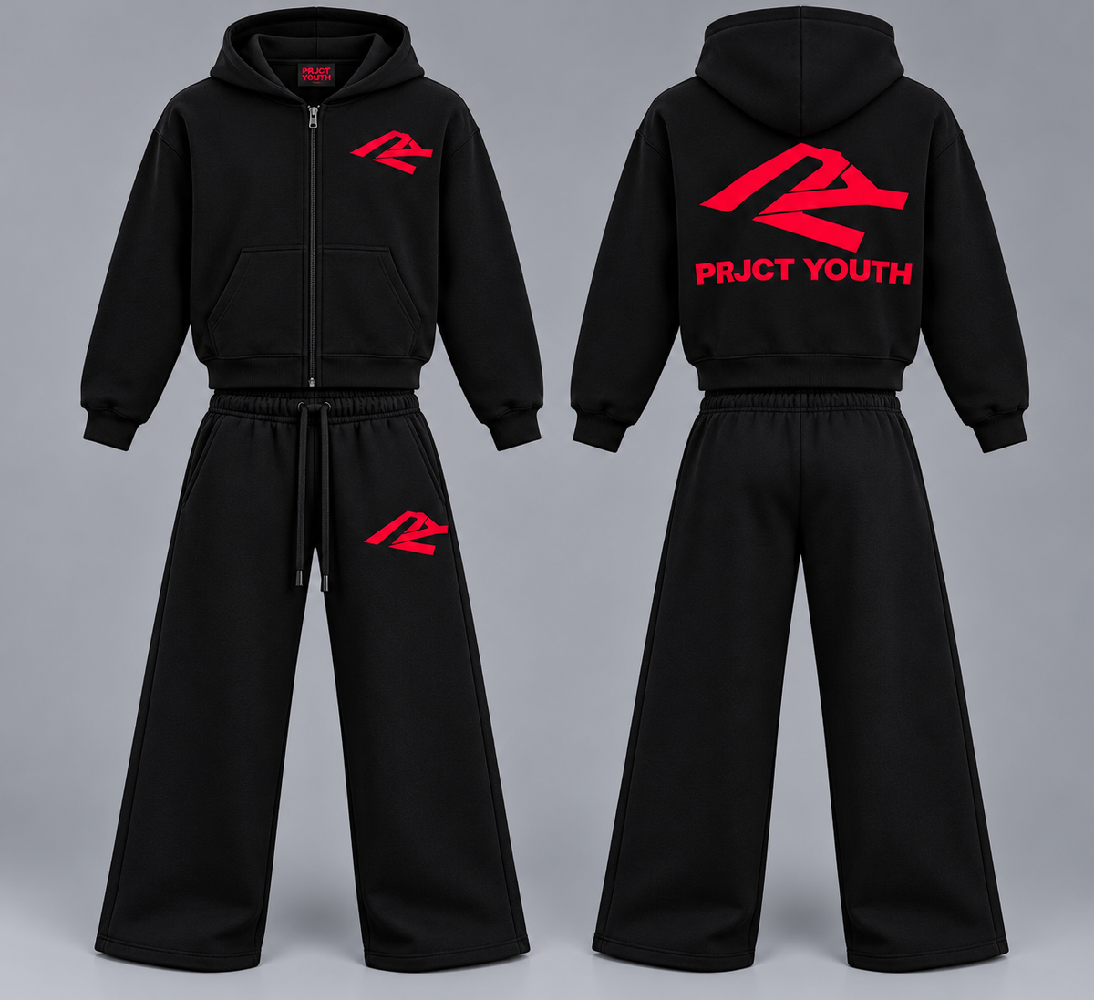 Prjct Youth Black & Red Essentials Sweatsuit