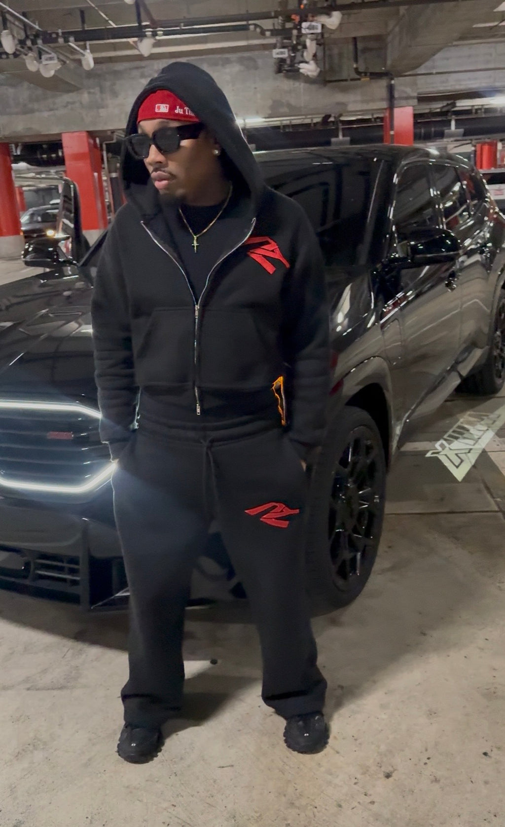 Prjct Youth Black & Red Essentials Sweatsuit